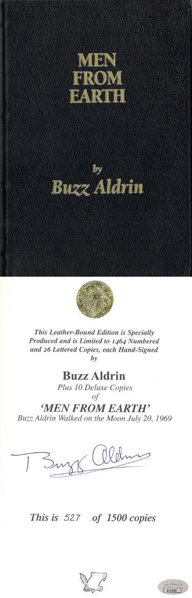 Buzz Aldrin signed Men From Earth Flat Signed Press Leather Book #527- JSA #AC92480 (Apollo 11) - RSA