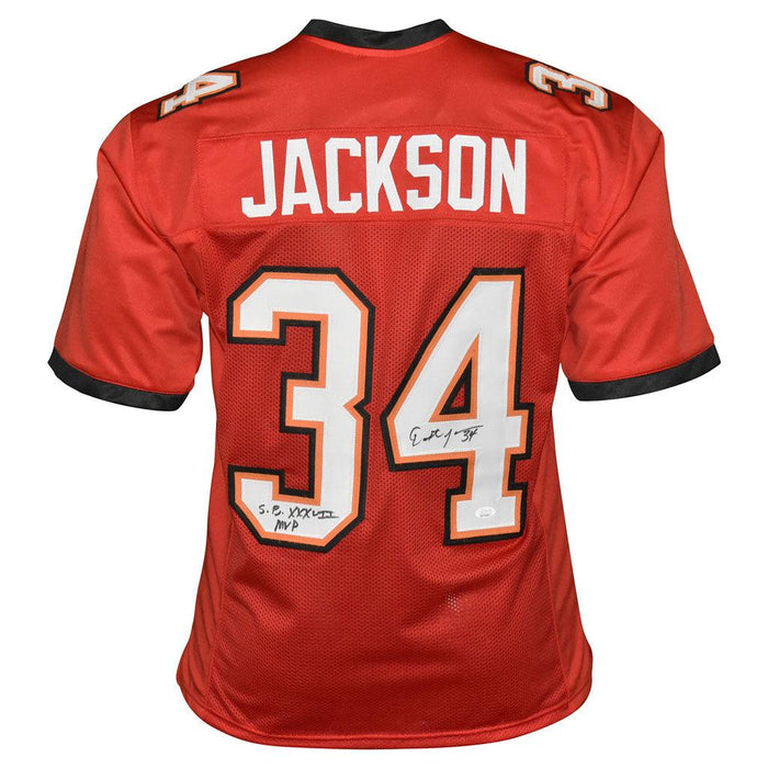 Dexter Jackson Signed SB MVP Inscription Tampa Bay Pro Red Football Jersey (JSA) - RSA