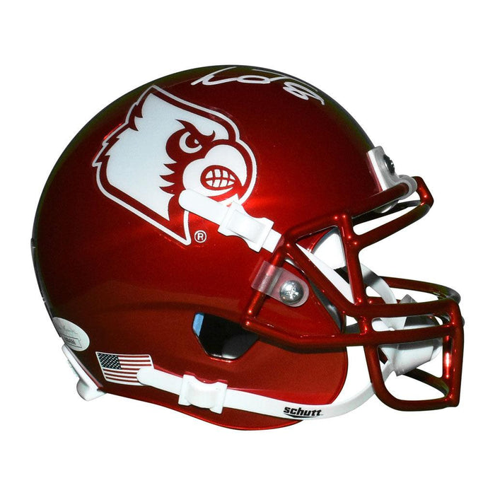 Lamar Jackson Signed Louisville Cardinals Mini Schutt Replica Red Football Helmet (JSA) - RSA