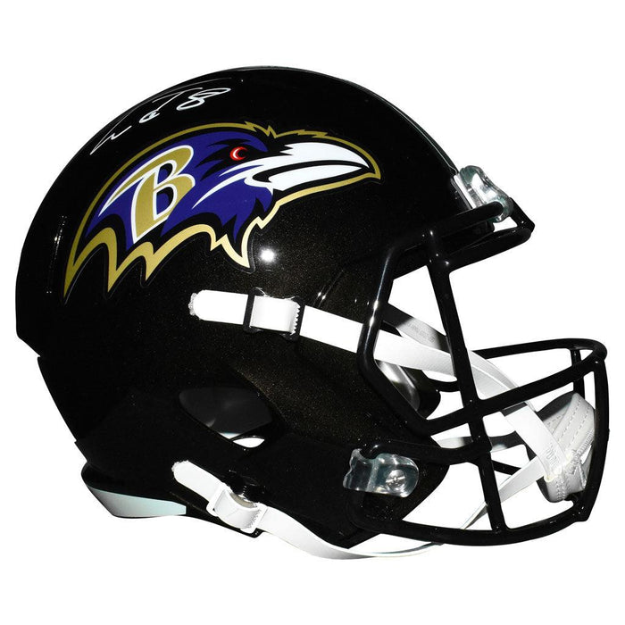 Lamar Jackson Baltimore Ravens Autographed Full-Size Speed Authentic Helmet Silver Ink (JSA) - RSA