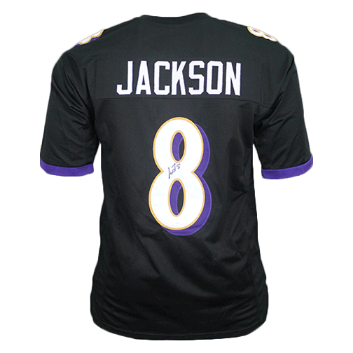 Lamar Jackson Autographed Pro Style Football Jersey Black (JSA) - RSA