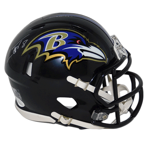 Lamar Jackson Baltimore Ravens Autographed Black Speed Mini Helmet (JSA) - RSA