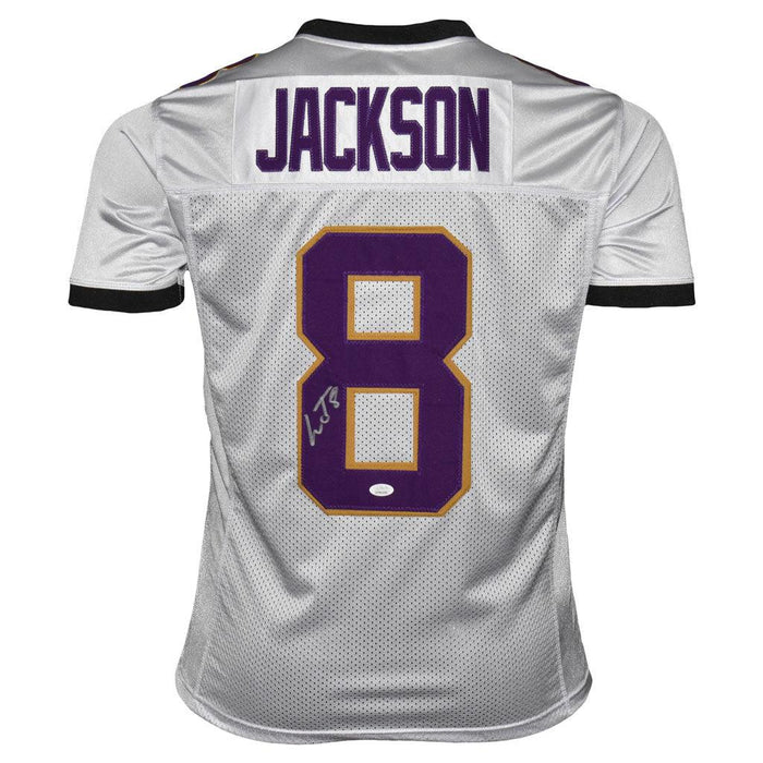 Lamar Jackson Signed Silver Ink Baltimore Pro Custom White Football Jersey (JSA) - RSA