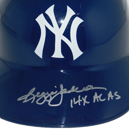 Reggie Jackson New York Yankees Autographed Full Size Souvenir Baseball Batting Helmet (JSA) 14X AL AS Inscription - RSA
