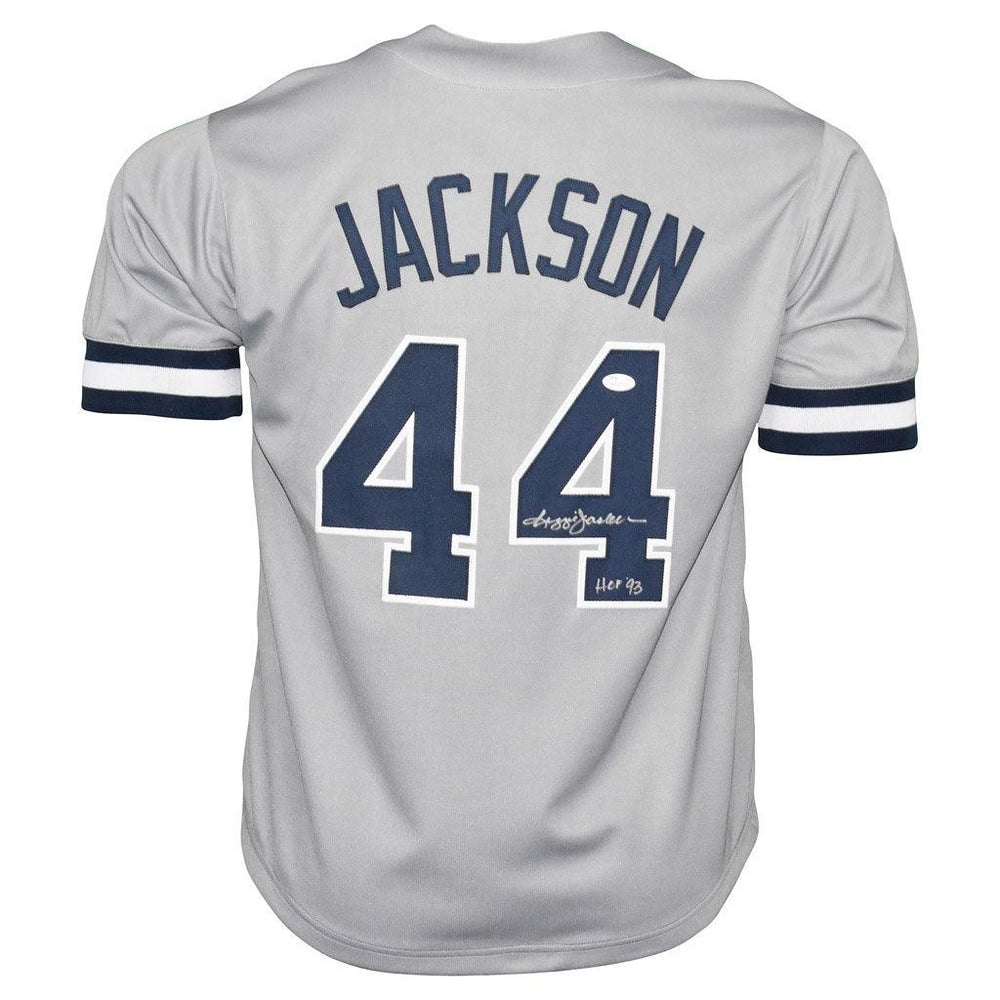 Reggie Jackson Signed HOF 93 Inscription New York Grey Baseball Jersey (JSA) - RSA