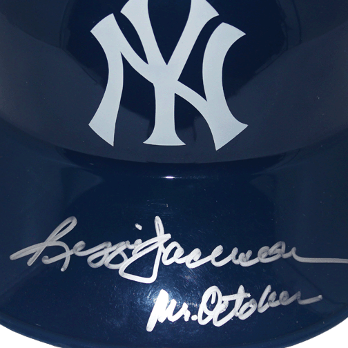 Reggie Jackson New York Yankees Autographed Full Size Souvenir Baseball Batting Helmet (JSA) Mr. October Inscription - RSA