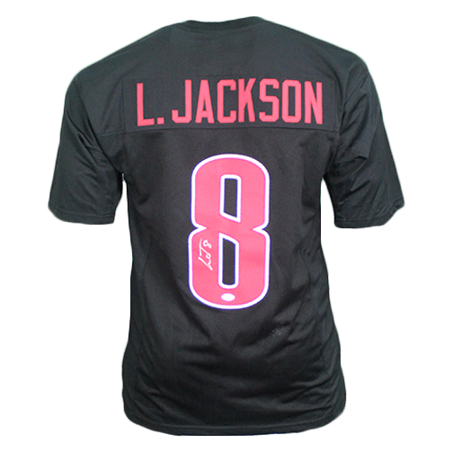 Lamar Jackson Autographed College Style Football Jersey Black (JSA) - RSA