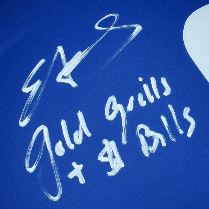 Edgerrin James Signed Gold Grills/$ Bills Inscription Indianapolis Colts AMP Speed Full-Size Replica Football Helmet (JSA) - RSA