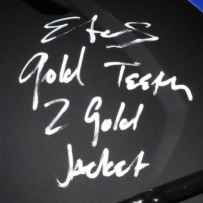 Edgerrin James Signed Gold Teeth 2 Gold Jacket Inscription Indianapolis Colts Eclipse Speed Full-Size Replica Football Helmet (JSA) - RSA