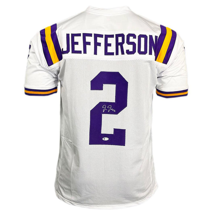 Justin Jefferson Signed LSU College White Football Jersey (Beckett) - RSA