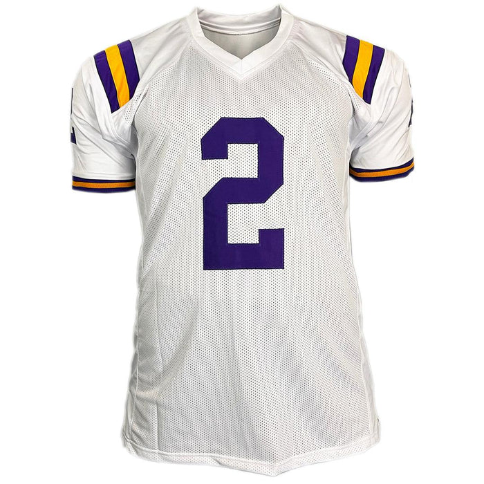 Justin Jefferson Signed LSU College White Football Jersey (Beckett) - RSA