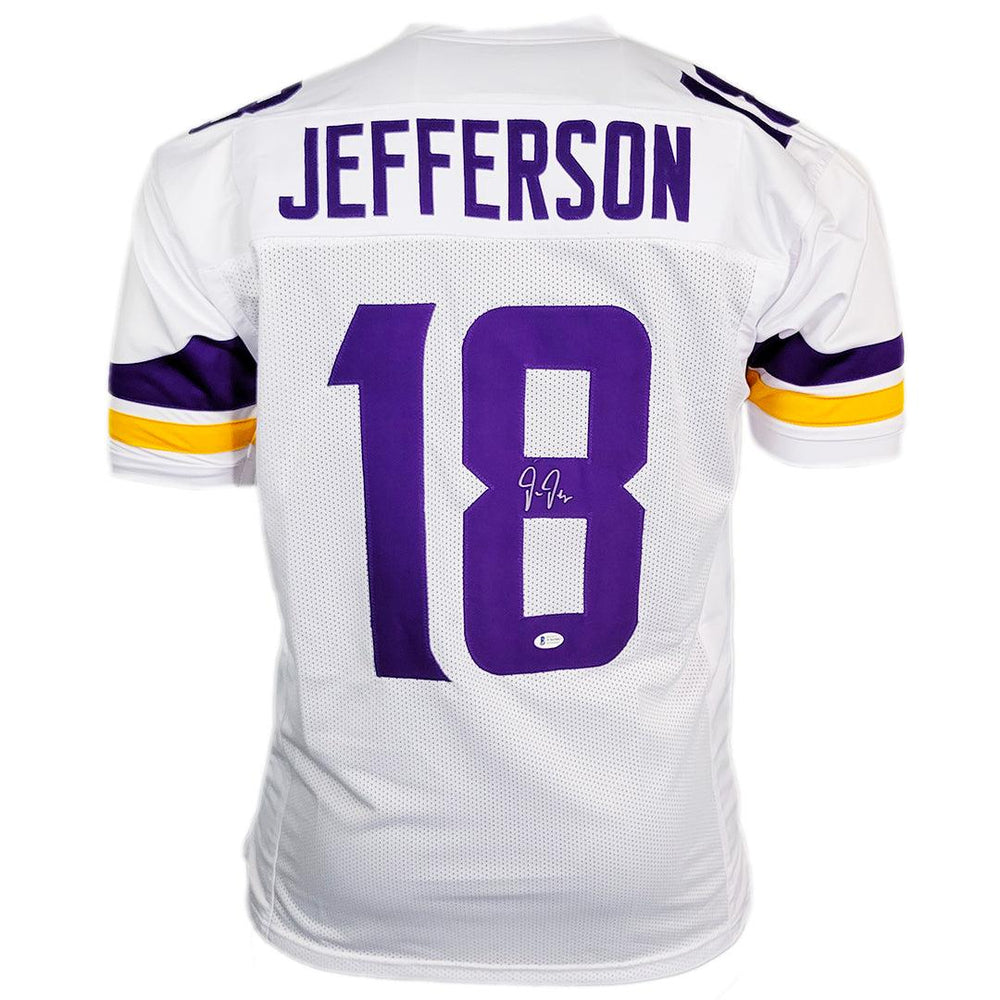 Justin Jefferson Signed Minnesota White Football Jersey (Beckett) - RSA