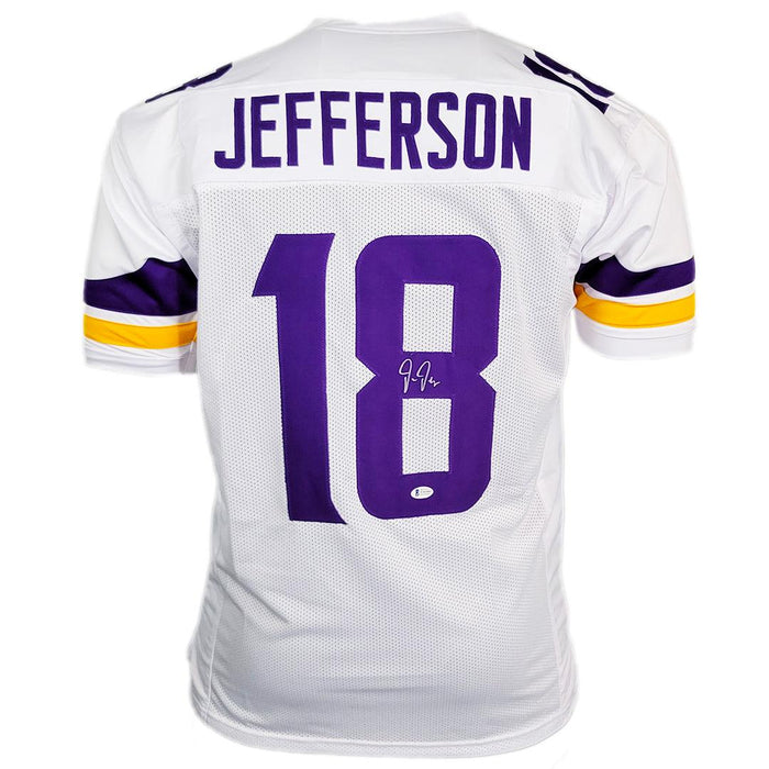 Justin Jefferson Signed Minnesota White Football Jersey (Beckett) - RSA