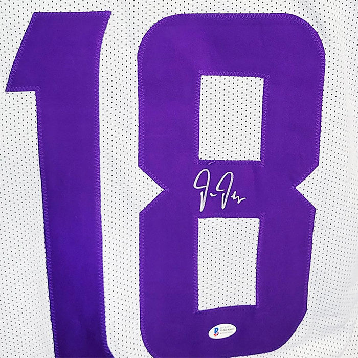 Justin Jefferson Signed Minnesota White Football Jersey (Beckett) - RSA