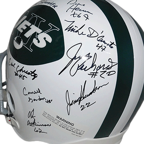 1969 New York Jets Superbowl III Team Signed by 25 Full Sized Replica Helmet w/Namath JSA - RSA