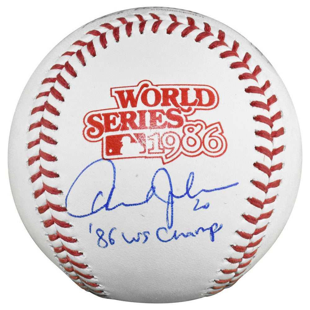 Howard Johnson Signed 86 WS Champ Inscription Rawlings Official MLB 1986 World Series Baseball (JSA) - RSA
