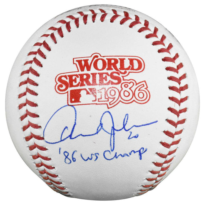 Howard Johnson Signed 86 WS Champ Inscription Rawlings Official MLB 1986 World Series Baseball (JSA) - RSA