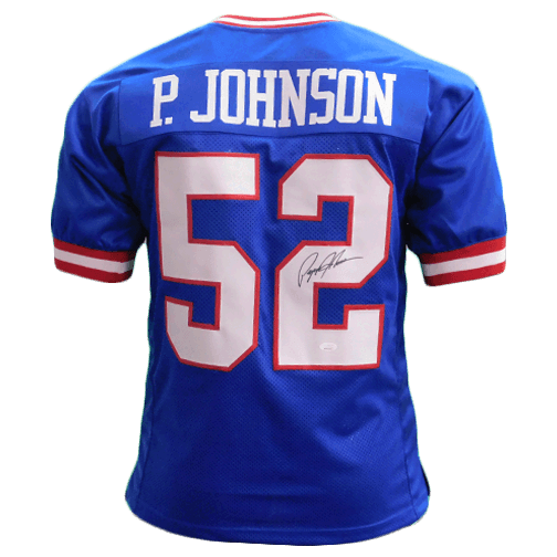 Pepper Johnson Autographed Pro Style Blue Football Jersey (JSA) - RSA