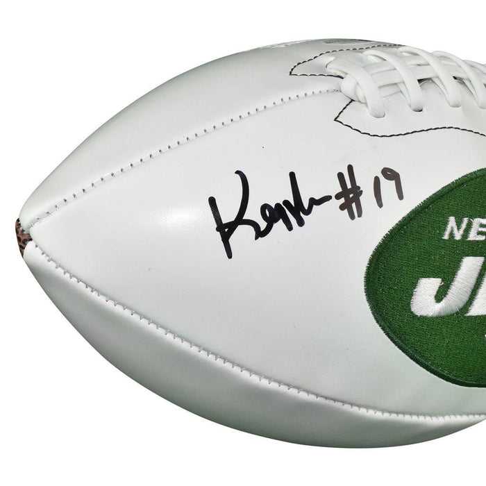 Keyshawn Johnson Signed New York Jets Official NFL Team Logo Football (Beckett) - RSA