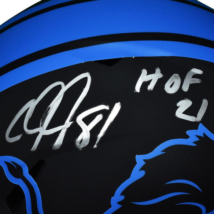 Calvin Johnson Signed HOF 21 Inscription Detroit Lions Eclipse Speed Full-Size Replica Football Helmet (JSA) - RSA