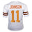 Derrick Johnson Signed Hook Em Inscription Texas College White Football Jersey (JSA) - RSA