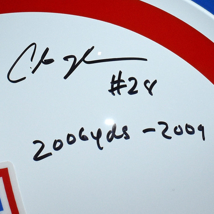 Chris Johnson Signed 2006 yds 2009 Inscription Houston Oilers Full-Size Replica White Football Helmet (JSA) - RSA