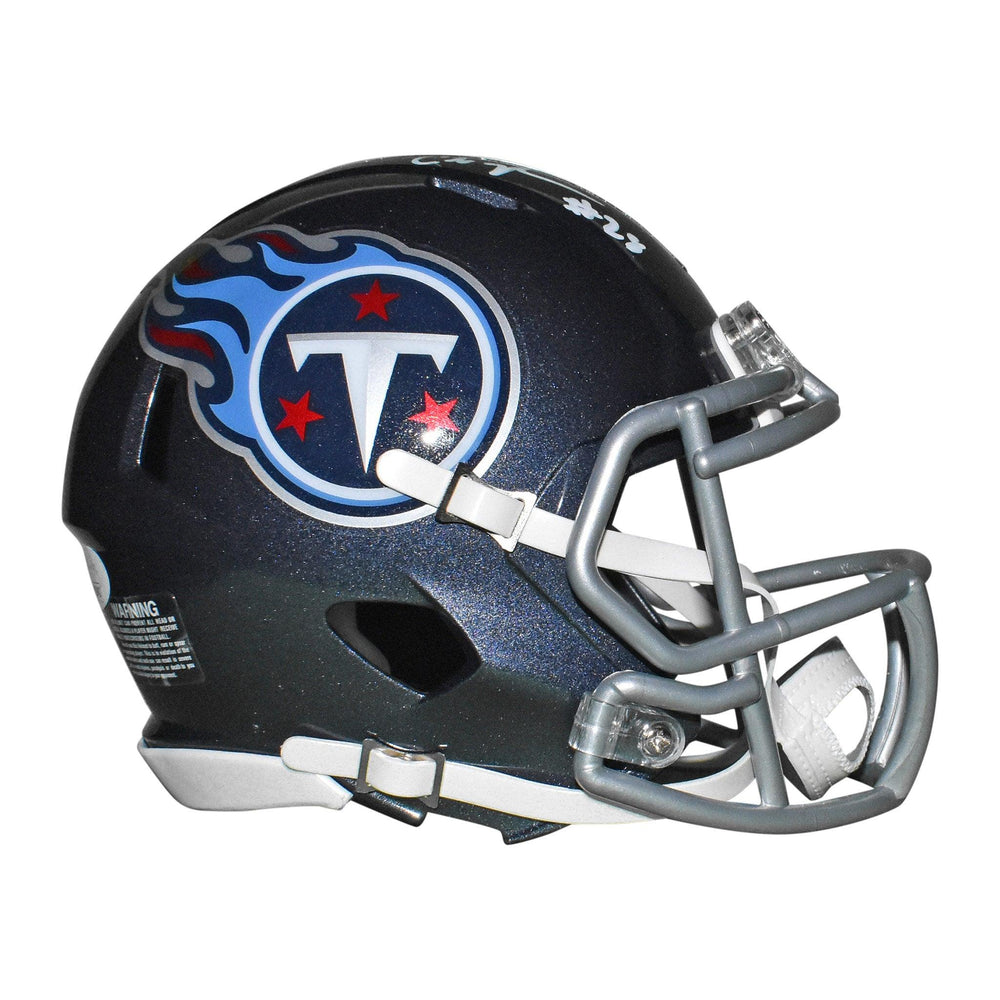 Chris Johnson Signed Tennessee Titans Speed Mini Replica Blue Football Helmet (JSA) - RSA