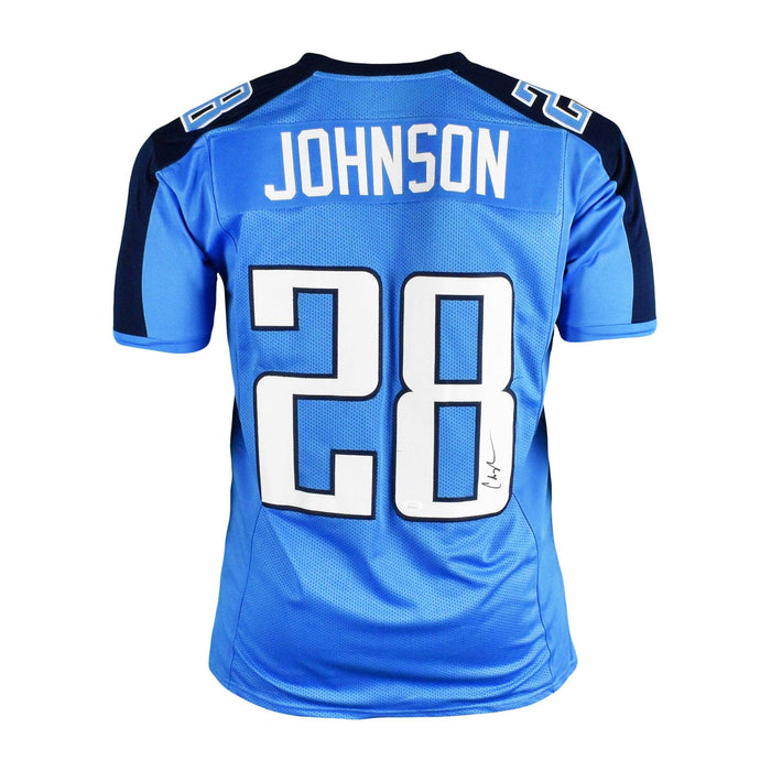 Chris Johnson Signed Pro-Edition Blue Football Jersey (JSA) - RSA