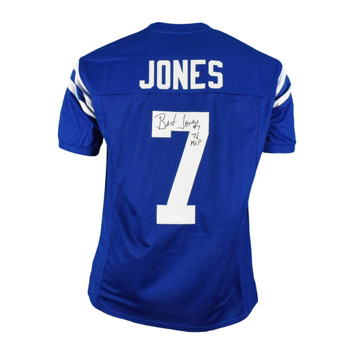 Bert Jones Signed Pro-Edition Blue Football Jersey (JSA) '76 MVP Inscription - RSA