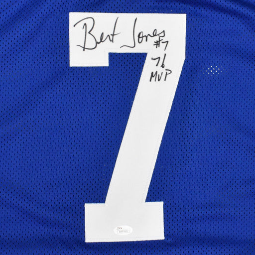 Bert Jones Signed Pro-Edition Blue Football Jersey (JSA) '76 MVP Inscription - RSA