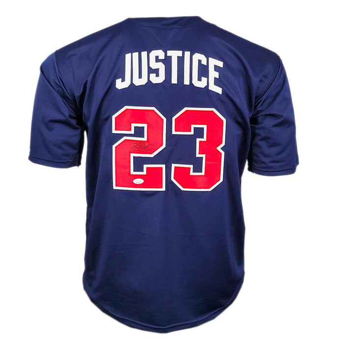 Dave Justice Signed Atlanta Blue Baseball Jersey (JSA) - RSA