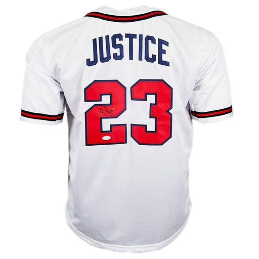 Dave Justice Signed Atlanta White Baseball Jersey (PSA) - RSA