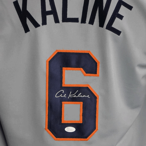 Al Kaline Signed Stats Edition Grey Baseball Jersey (JSA) - RSA