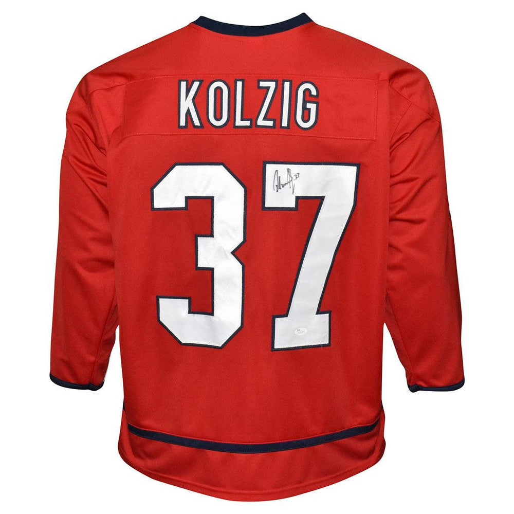 Olaf Kolzig Signed Washington Red Hockey Jersey (JSA) - RSA