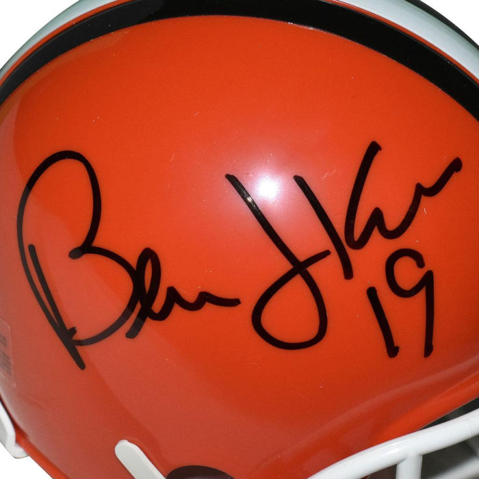 Bernie Kosar Signed Cleveland Browns Mini Replica Orange Football Helmet (JSA) - RSA