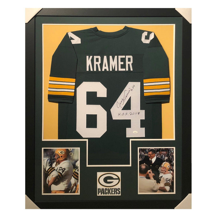 kramer packers hof 2018 green autographed framed football jersey