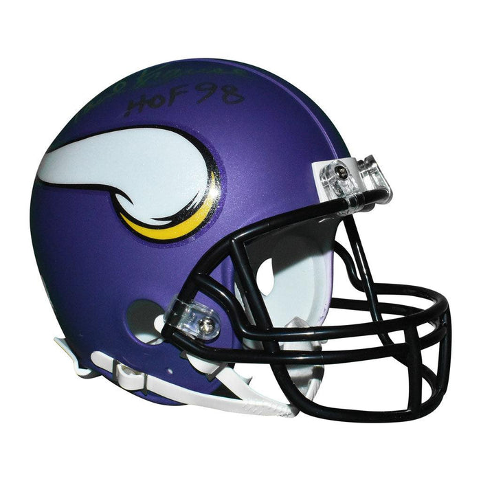 Paul Krause Signed HOF 98 Inscription Minnesota Vikings Mini Replica Purple Football Helmet (JSA) - RSA
