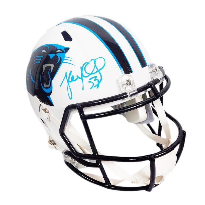 Luke Kuechly Signed Carolina Panthers Flat White Speed Full-Size Replica Football Helmet (Beckett) - RSA