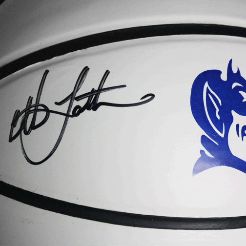 Christian Laettner Signed Duke Blue Devils Logo Basketball (JSA COA)
