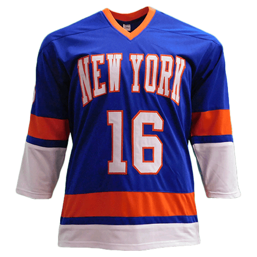 Pat Lafontaine Autographed Pro Style New York Hockey Jersey Blue (JSA) - RSA