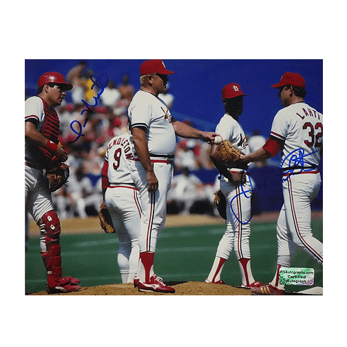 Jeff Lahti & Tom Neito Dual-Signed St. Louis Cardinals Mound 8x10 Photo (RSA) - RSA