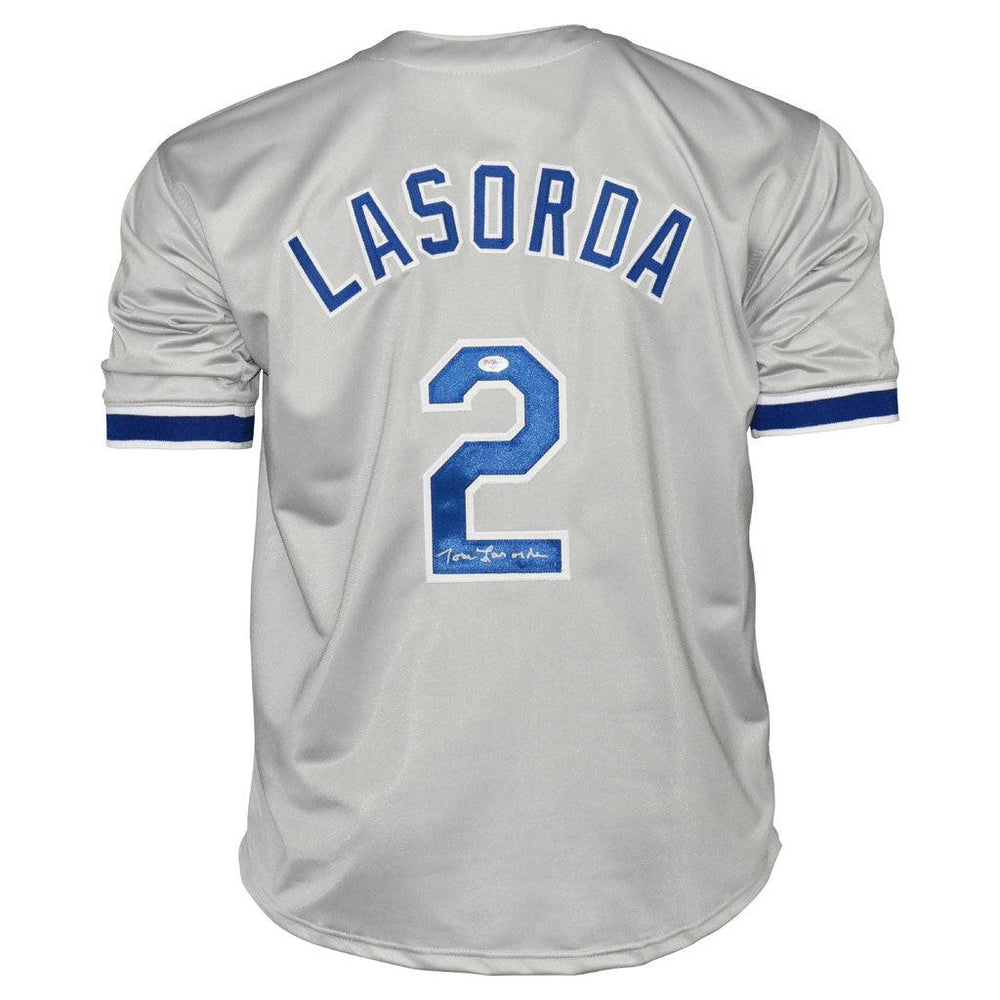 Tommy Lasorda Signed Los Angeles Grey Baseball Jersey (PSA)
