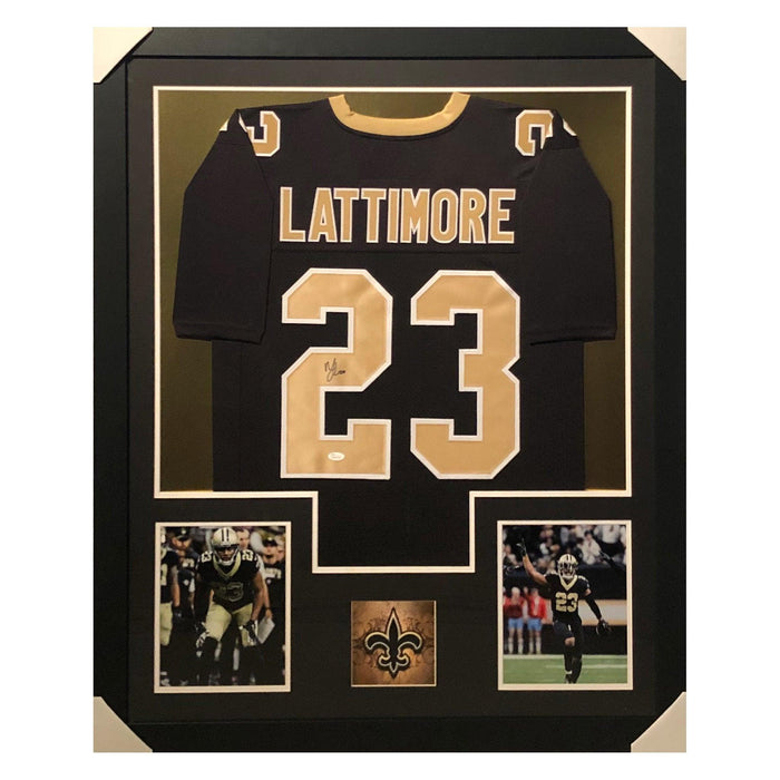 lattimore saints black autographed framed football jersey