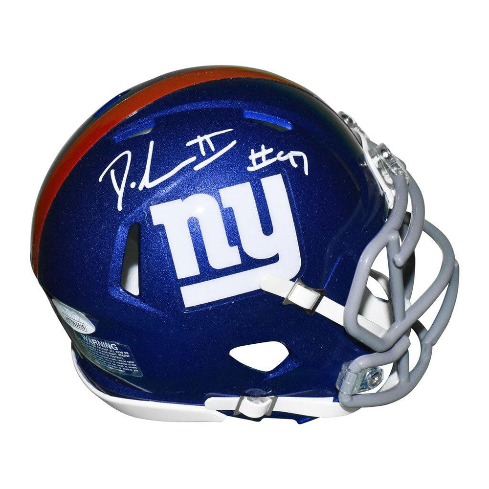 Dexter Lawrence Signed New York Giants Speed Mini Replica Blue Football Helmet (JSA) - RSA