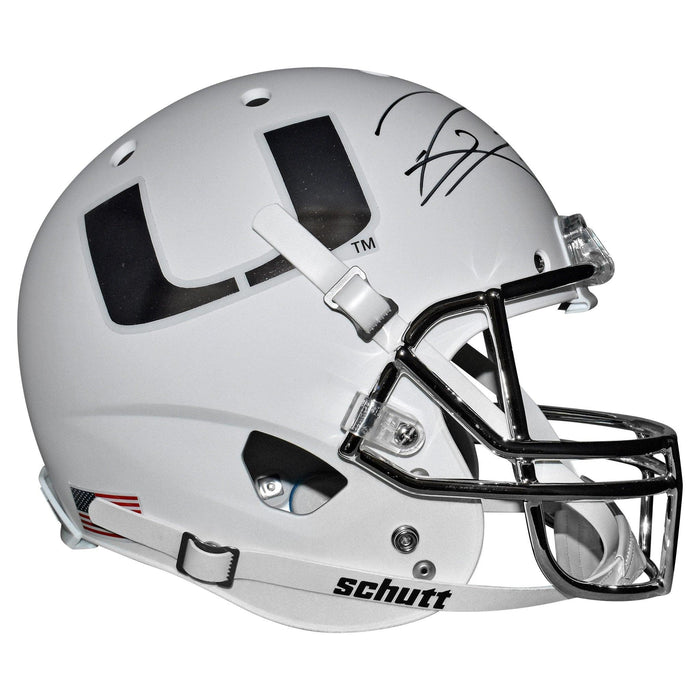 Ray Lewis Signed Miami Hurricanes Full-Size Schutt Replica Chrome Football Helmet (JSA) - RSA