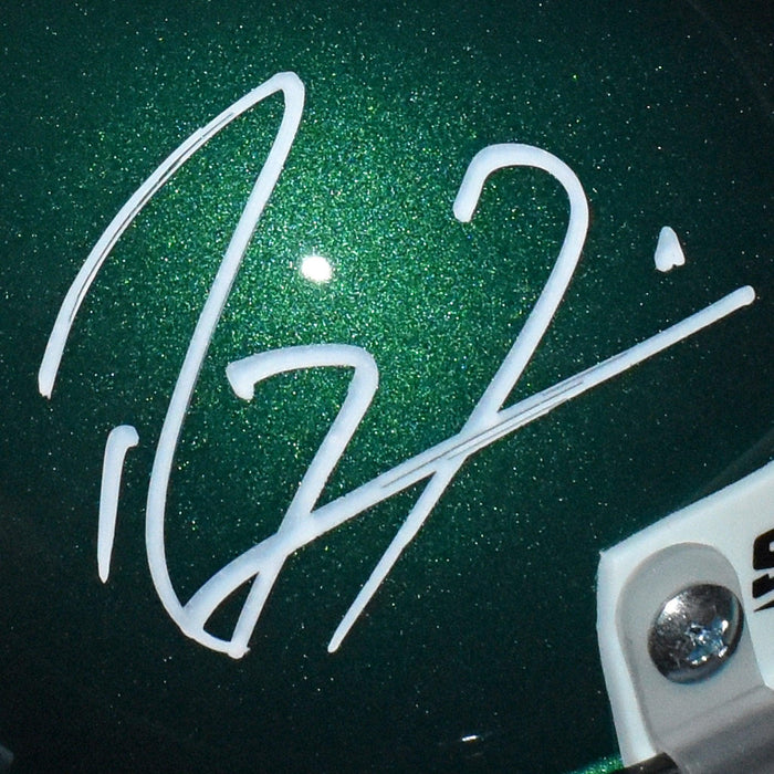 Ray Lewis Signed Miami Hurricanes Mini Schutt Replica Green Football Helmet (JSA) - RSA