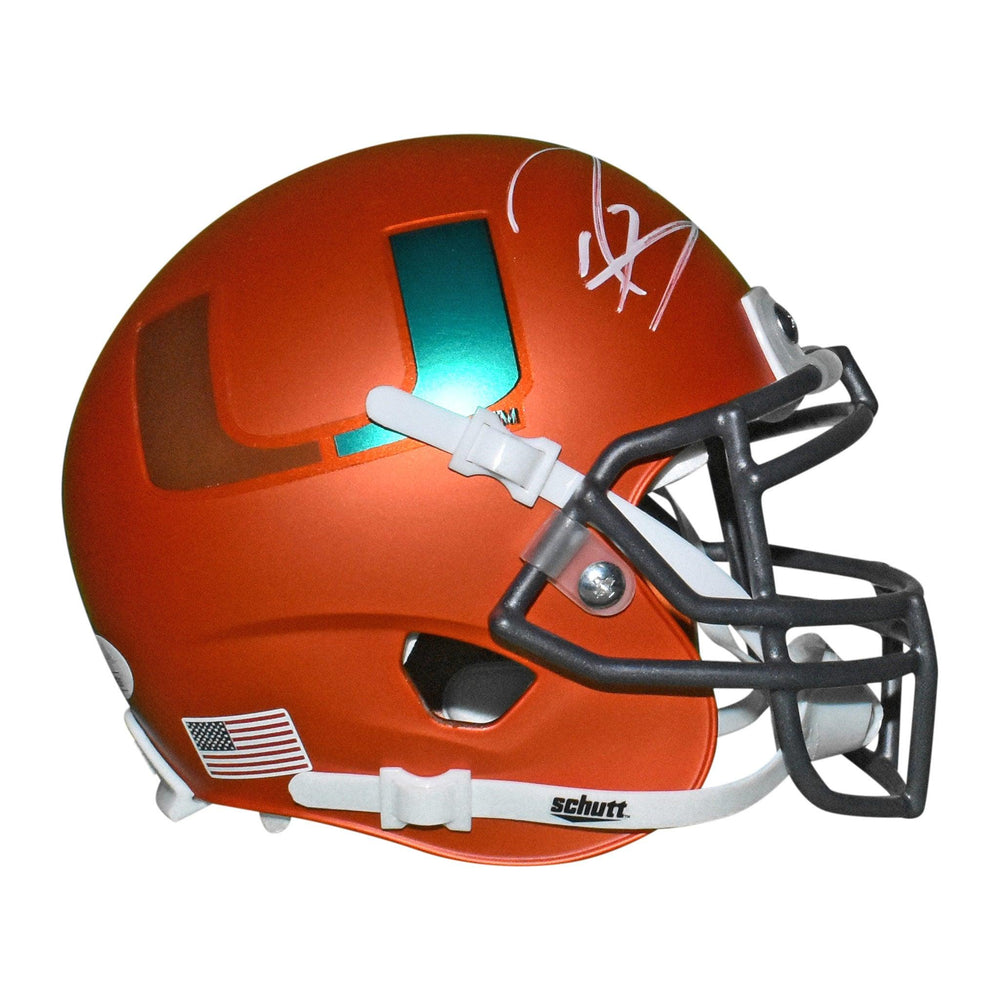 Ray Lewis Signed Miami Hurricanes Mini Schutt Replica Orange Football Helmet (JSA) - RSA