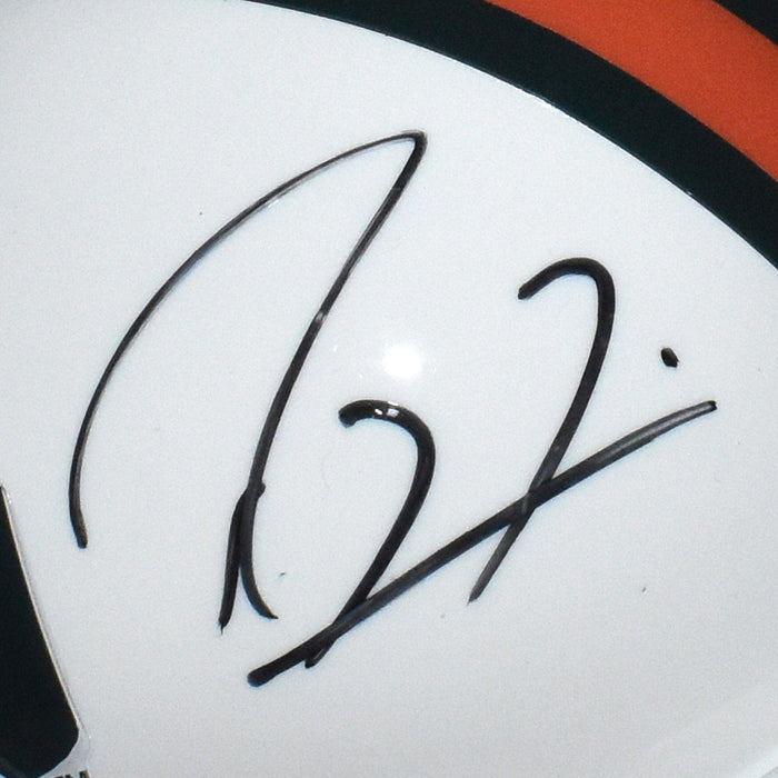 Ray Lewis Signed Miami Hurricanes Mini Schutt Replica White Football Helmet (JSA) - RSA
