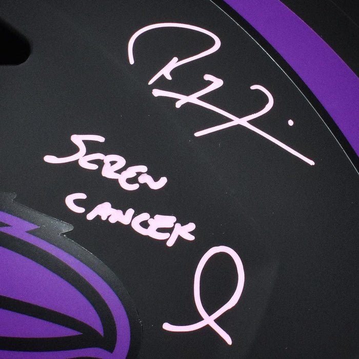 Ray Lewis Signed Screw Cancer Inscription Baltimore Ravens Eclipse Speed Full-Size Replica Football Helmet (JSA) - RSA
