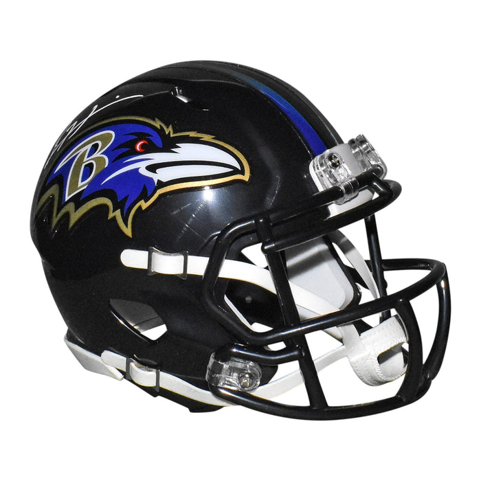 Ray Lewis Signed Baltimore Ravens Speed Mini Replica Black Football Helmet (JSA) - RSA
